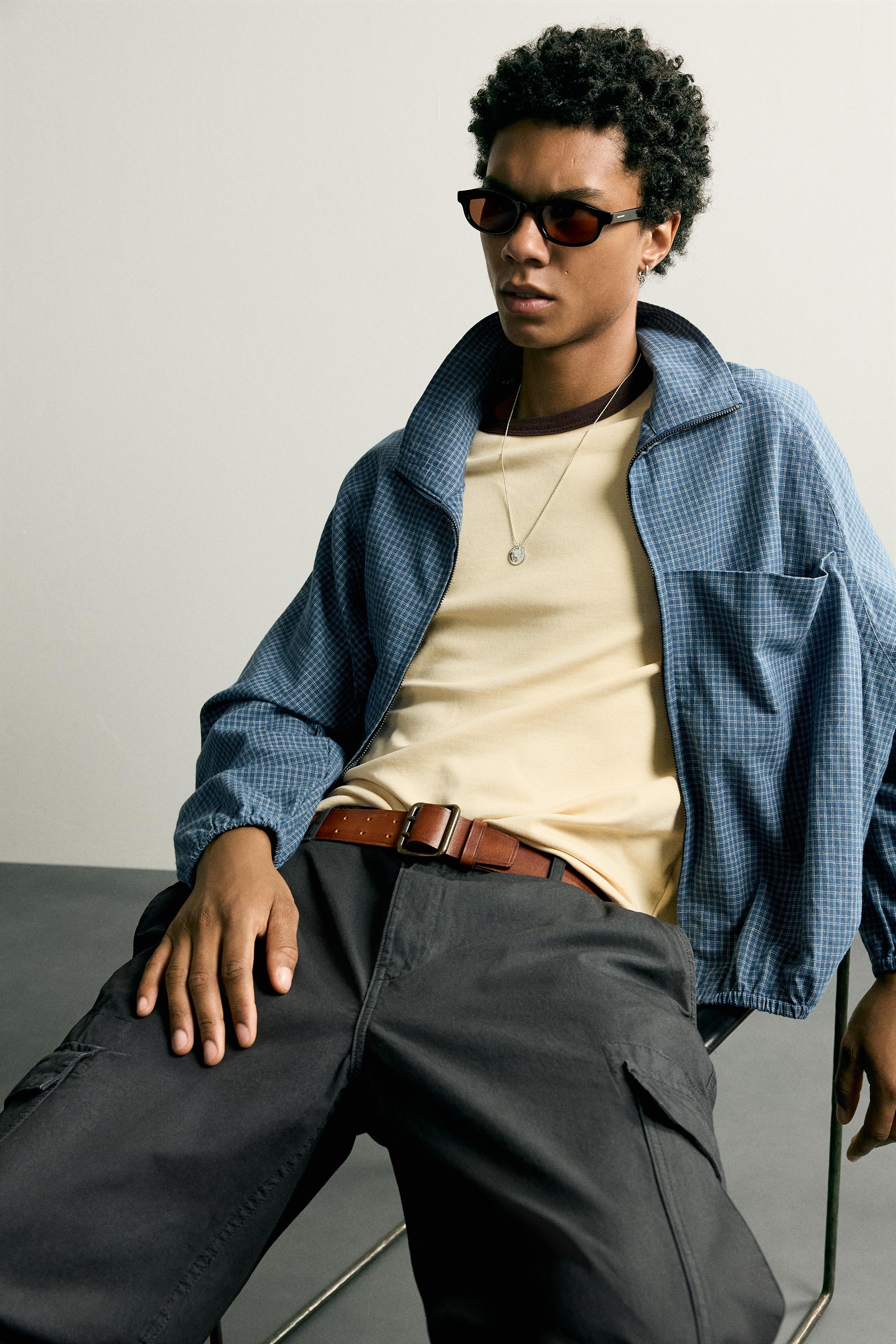 RELAXED FIT PLAID ZIP SHIRT